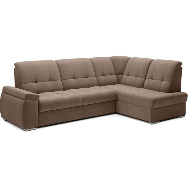 Brązowy aksamitny rozkładany/ze schowkiem narożnik (prawostronny/w kształcie litery L) Sado – ELTAP-image-2