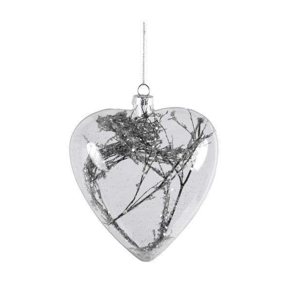 Dekoracyjne serce szklane z gałązką Ego Dekor, wys. 14 cm