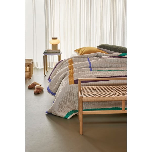 Beżowa bawełniana narzuta na łóżko dwuosobowe 260x260 cm Twist – Hübsch-image-1