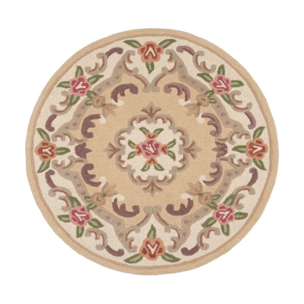 Beżowy wełniany dywan Flair Rugs Aubusson, ⌀ 120 cm