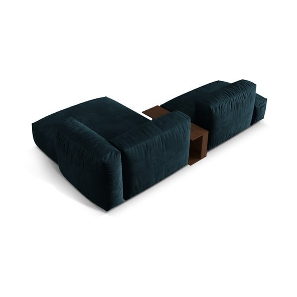 Ciemnoniebieski aksamitny narożnik modułowy (prawostronny/z szezlongiem) Martina – Micadoni -image-3