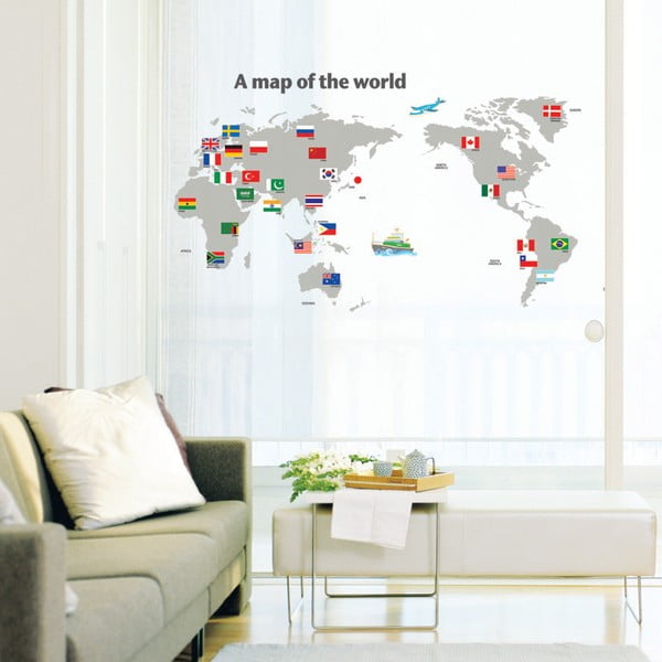Naklejka World Map and Flags