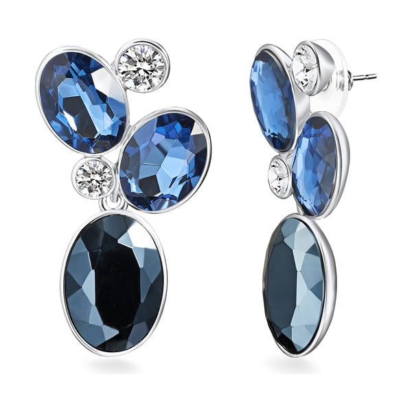 Kolczyki w kolorze srebra z niebieskimi kryształkami ze szkła