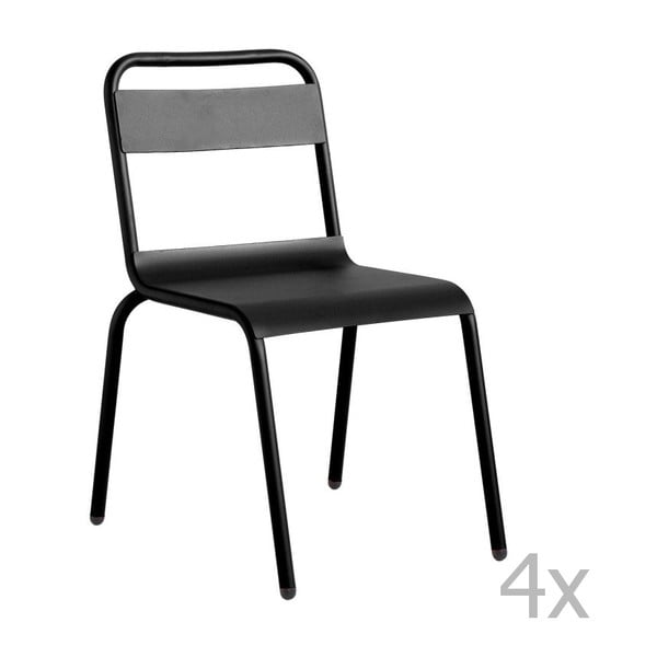 Zestaw 4 czarnych krzeseł ogrodowych Isimar Biarritz