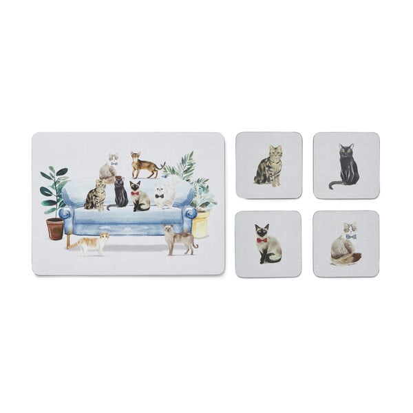 Zestaw mat stołowych i podkładek 8 szt. Curious Cats – Cooksmart ®-image-3