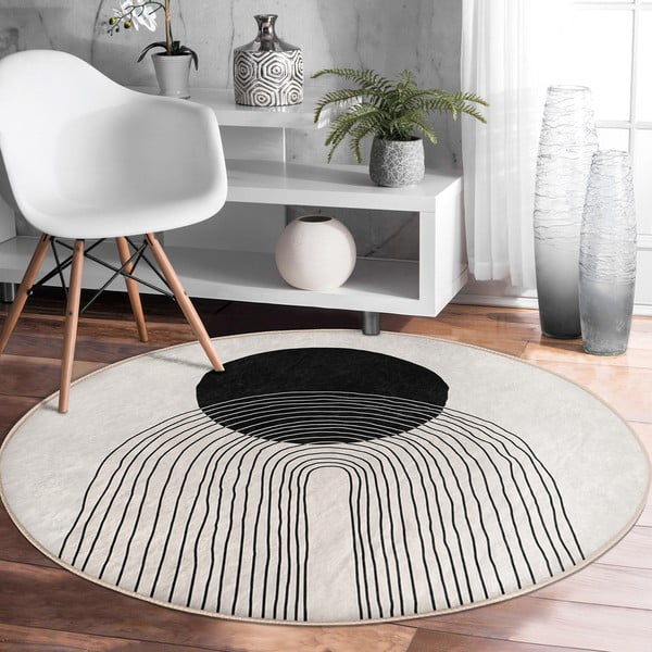 Kremowy okrągły dywan odpowiedni do prania ø 80 cm Comfort – Mila Home-image-4