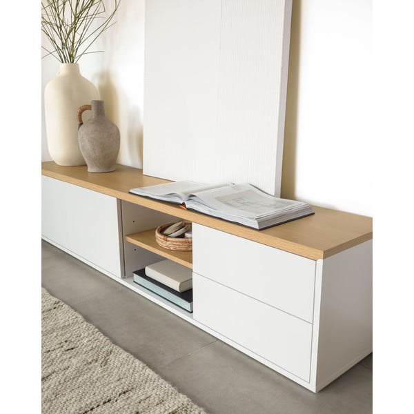 Biała szafka pod TV 200x44 cm Abilen – Kave Home-image-1