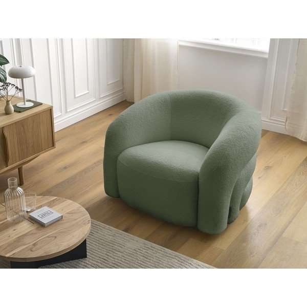 Zielony obrotowy fotel z materiału bouclé Elina – Bobochic Paris-image-1