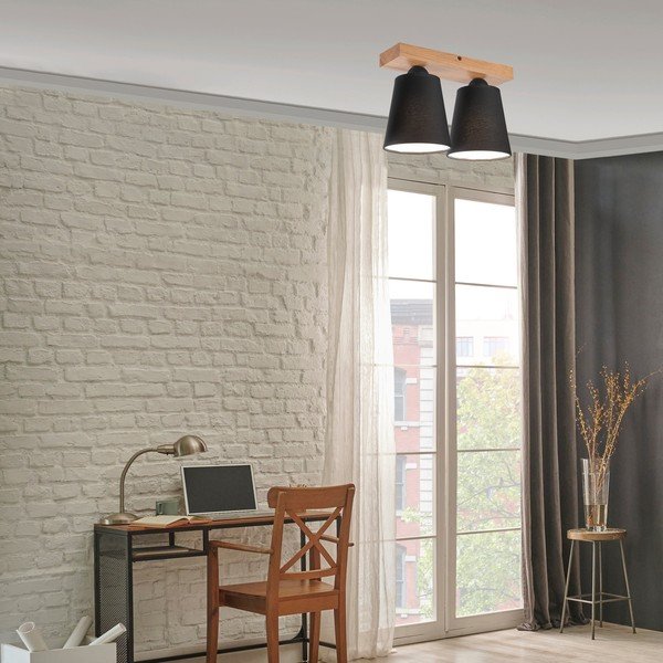 Czarna lampa sufitowa z tekstylnym kloszem ø 15 cm Lula – LAMKUR-image-2