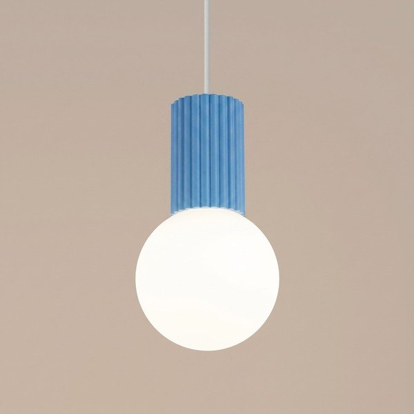 Jasnoniebieska lampa wisząca z opalowego szkła ø 12 cm Orbital – Sollux-image-2