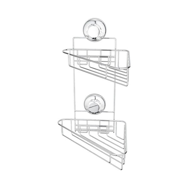 Narożna samoprzylepna metalowa półka łazienkowa w kolorze srebra Bestlock Bath – Compactor