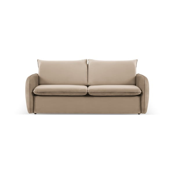 Beżowa aksamitna rozkładana sofa 214 cm Vienna – Cosmopolitan Design