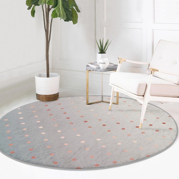Szaro-miedziany okrągły dywan odpowiedni do prania i robotów sprzątających ø 80 cm Comfort – Mila Home-image-3