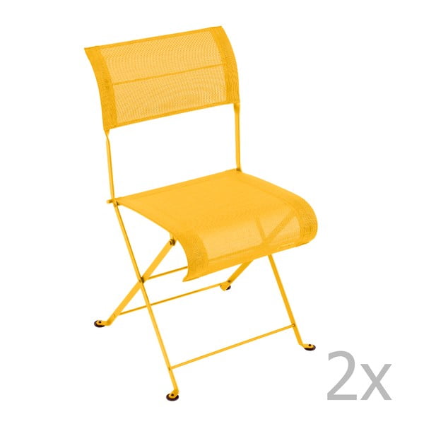 Zestaw 2 żółtych krzeseł składanych Fermob Dune