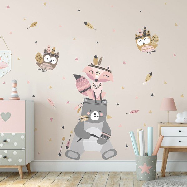 Dziecięce naklejki ścienne Ambiance Bear Indian Sweet-image-1