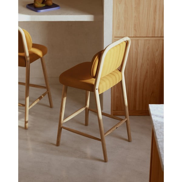 Musztardowy hoker (wysokość siedziska 66 cm) Helda – Kave Home-image-2