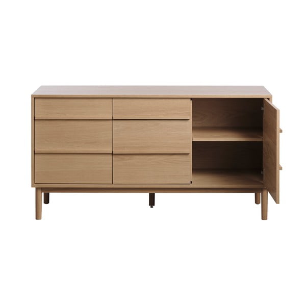Niska komoda w dekorze dębu 75x140 cm Ponza – Unique Furniture-image-2
