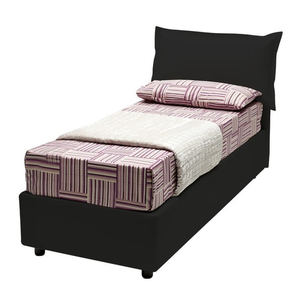 Czarne łóżko jednoosobowe ze schowkiem i materacem 13Casa Rose, 80x190 cm