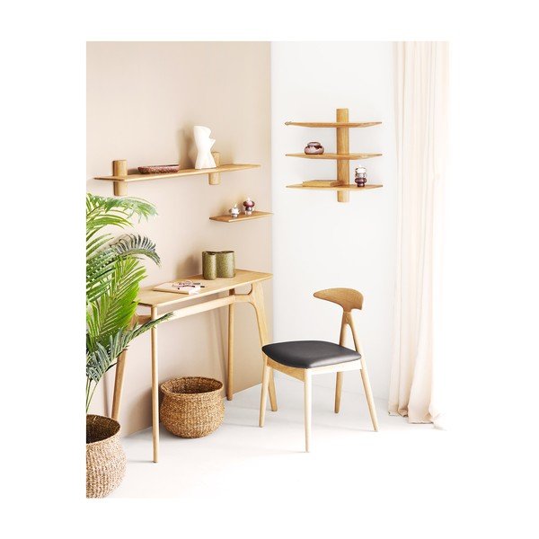 Półka z litego drewna dębowego w jasnym naturalnym kolorze 42,5 cm Calcata – House Nordic-image-2