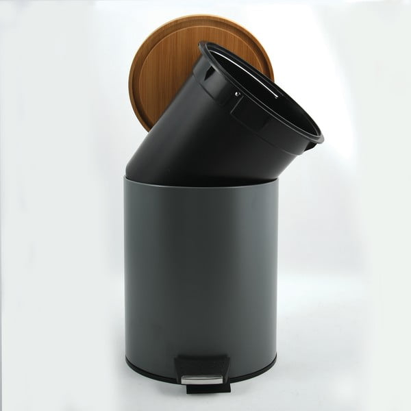 Ciemnoszary stalowy kosz na śmieci z pedałem 5 l   Adonis – Spirella-image-2