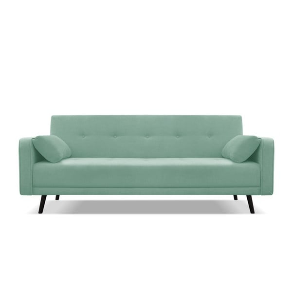 Miętowa sofa rozkładana z czarnymi nogami Cosmopolitan Design Bristol, 212 cm