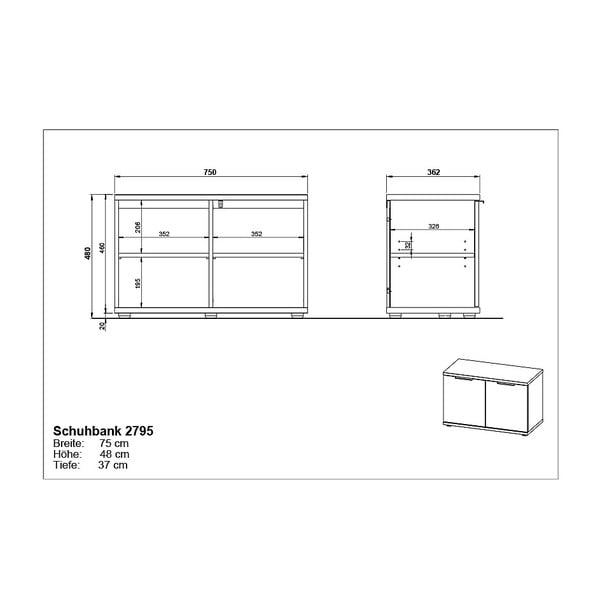 Szafka na buty w dekorze dębu z ławką Fremont – Germania-image-4