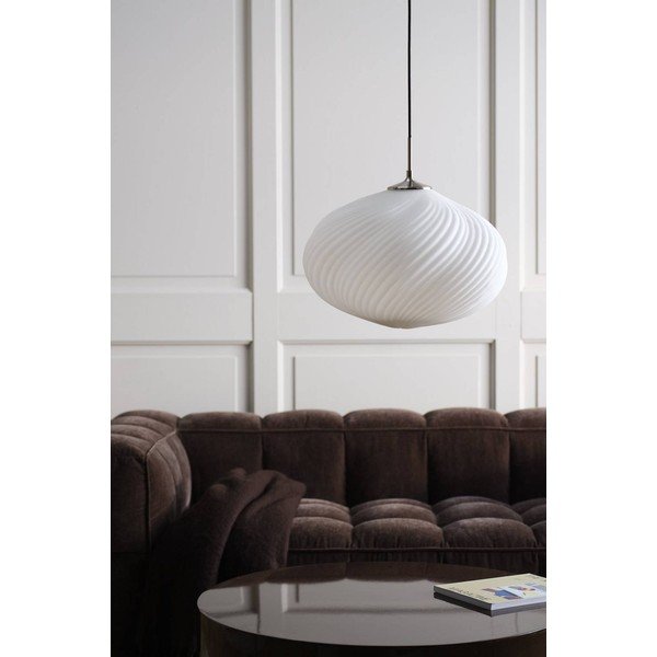 Biała/w kolorze srebra lampa wisząca z opalowego szkła ze ściemniaczem ø 50 cm Meringue – Jotex-image-2