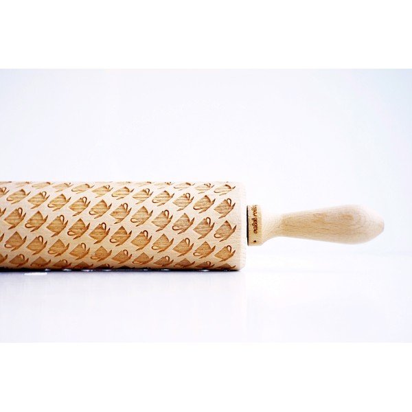 Drewniany grawerowany wałek do ciasta Valek Tea Cups-image-2