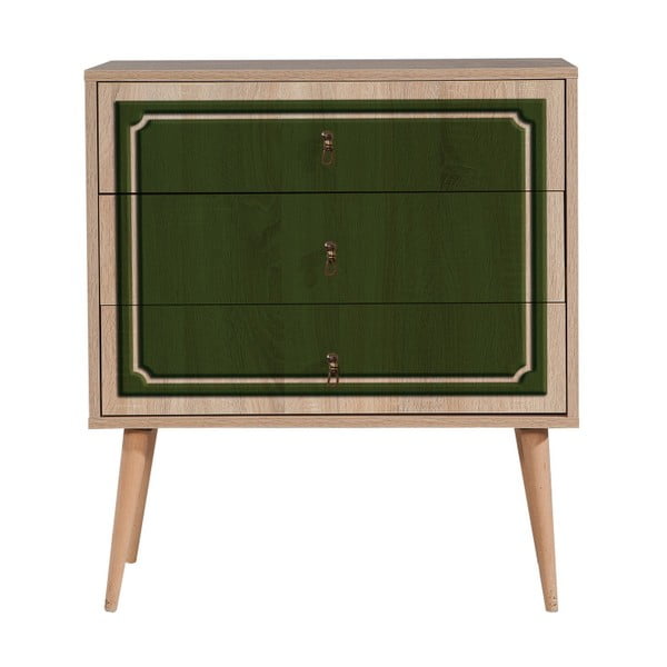 Komoda z 3 szufladami Trio Green Moood, 80x90 cm