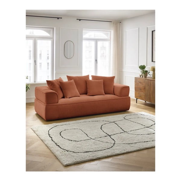 Sofa z tkaniny szenilowej w kolorze terakoty 237 cm Whesley – Bobochic Paris-image-1