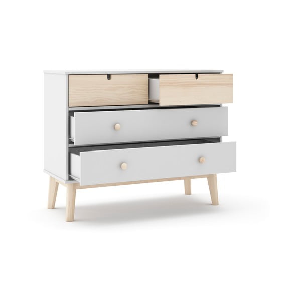 Biała niska komoda dziecięca 100x81 cm Estefania – Marckeric-image-4