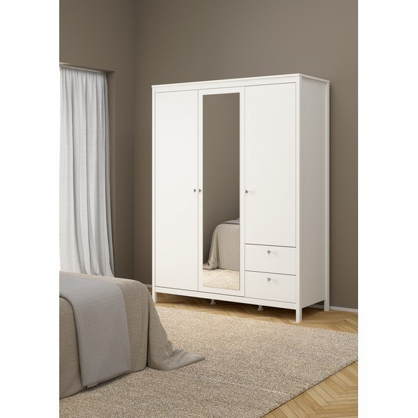 Biała szafa z lustrem 150x199x58 cm Madrid – Tvilum-image-3