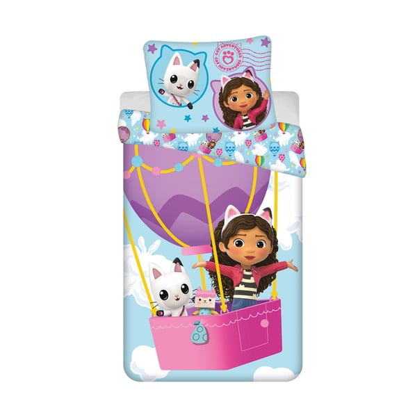 Bawełniana pościel dziecięca jednoosobowa 140x200 cm Gabby's Dollhouse "Balloon"  – Jerry Fabrics