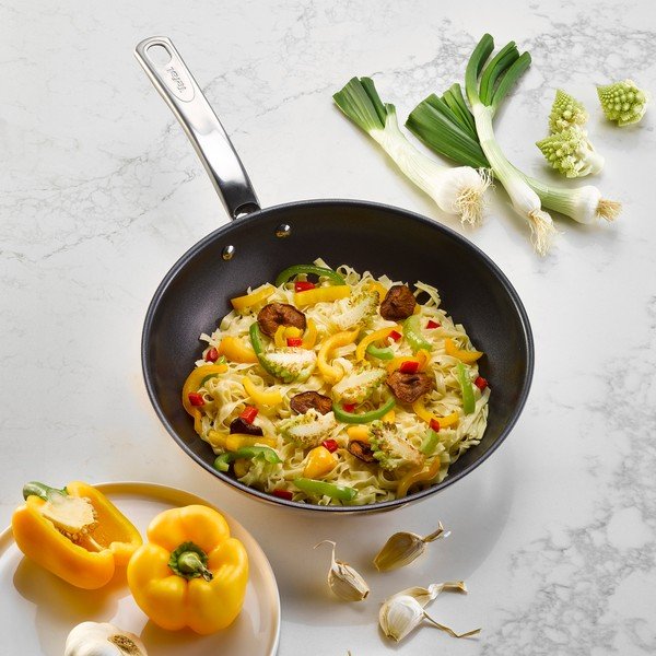 Patelnia z powłoką nieprzywierającą wok ze stali nierdzewnej ø 28 cm Intuition B8171944 – Tefal-image-1