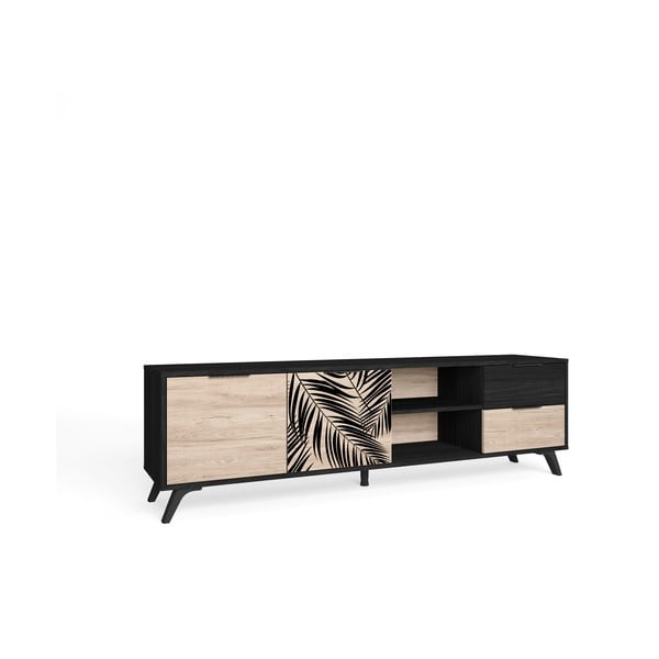 Czarna szafka pod TV w dekorze dębu 181x53 cm Palmera – Marckeric-image-2