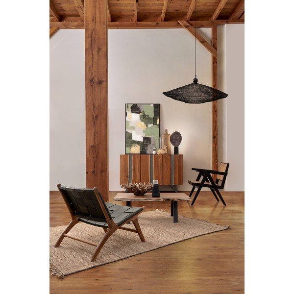 Czarno-naturalny stolik z blatem z drewna akacjowego 65x115 cm Aron – Bizzotto-image-4