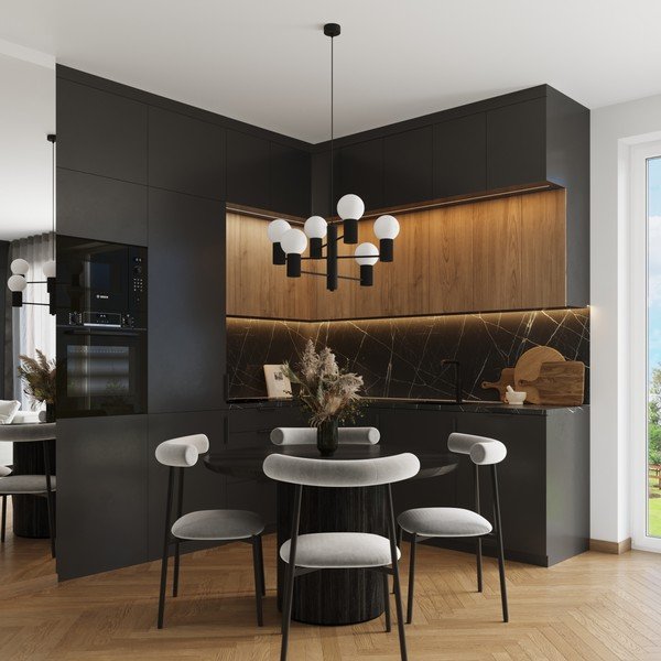 Czarna lampa wisząca ze szklanym kloszem Orbital – Sollux-image-1