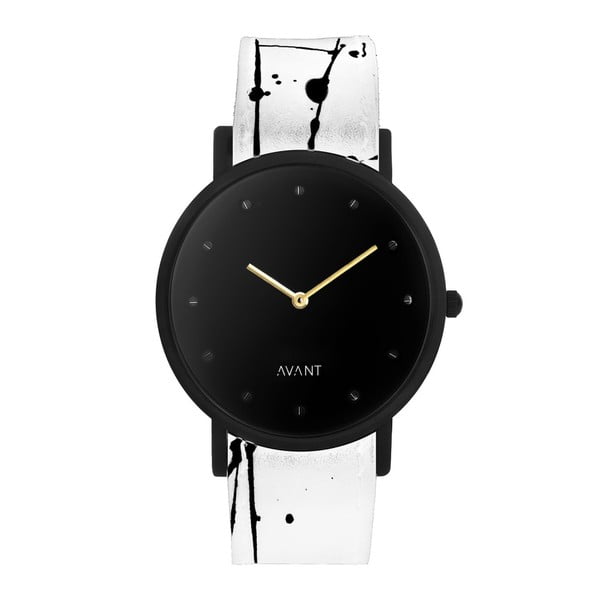 Czarny zegarek unisex z biało-czarnym paskiem South Lane Stockholm Avant Pure