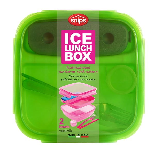 Zielony pojemnik na lunch ze sztućcami i z wkładem chłodzącym Snips Lunch, 1,5 l-image-3
