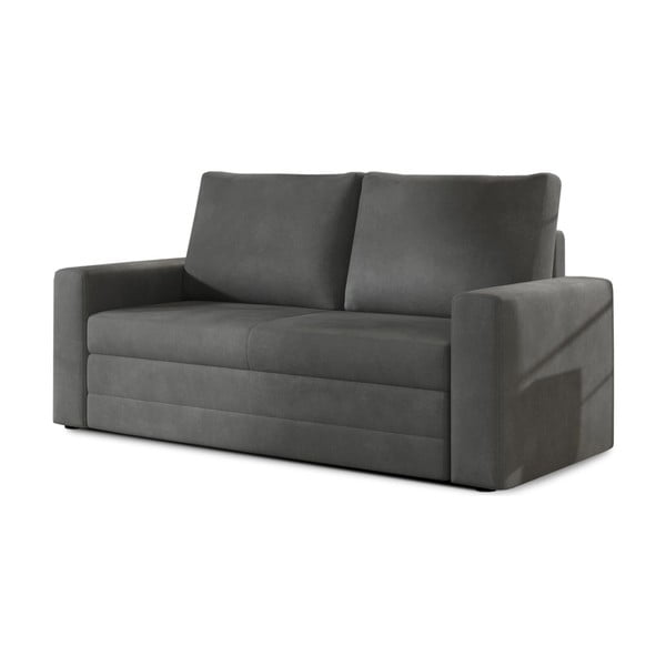 Ciemnoszara aksamitna rozkładana/ze schowkiem sofa 151 cm Wave – ELTAP