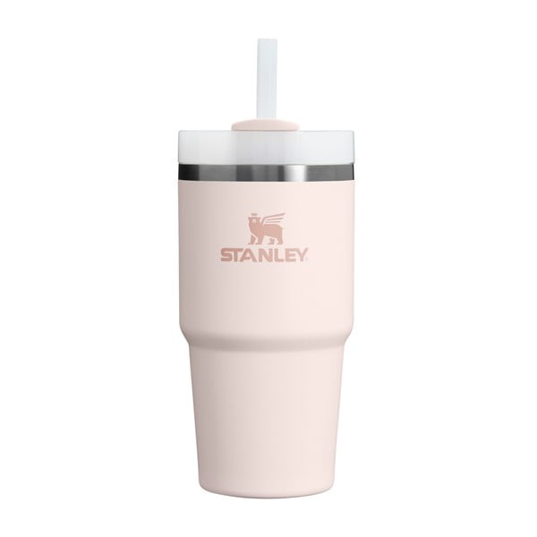 Jasnoróżowy termos ze słomką ze stali nierdzewnej 600 ml Quencher H2.0 FlowState Tumbler Rose Quartz – Stanley