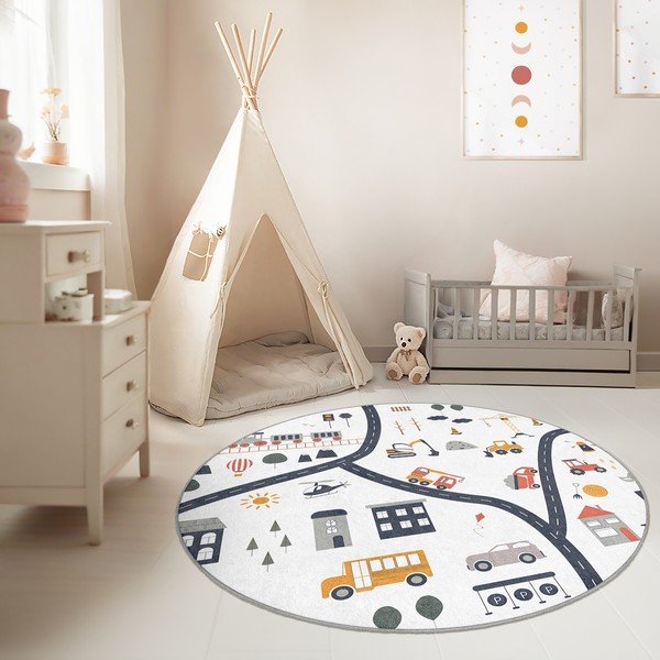 Dziecięcy dywan do zabawy odpowiedni do prania ø100 cm World Around Me – Mila Home-image-1