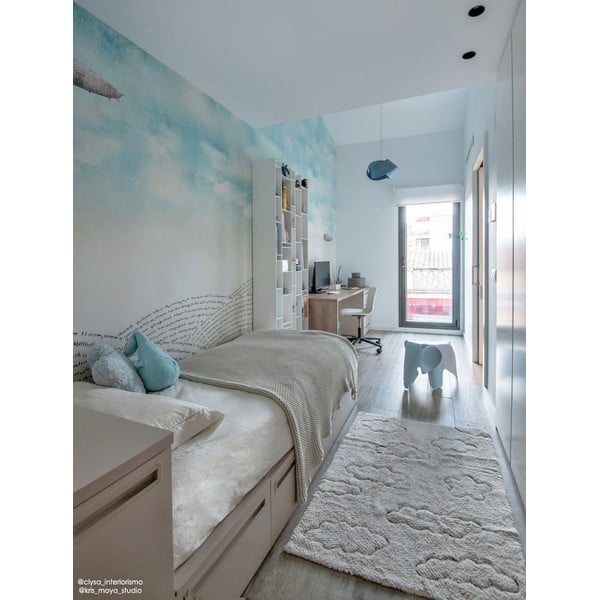 Kremowy bawełniany dywan dziecięcy tkany ręcznie odpowiedni do prania 90x130 cm Clouds – Lorena Canals-image-4