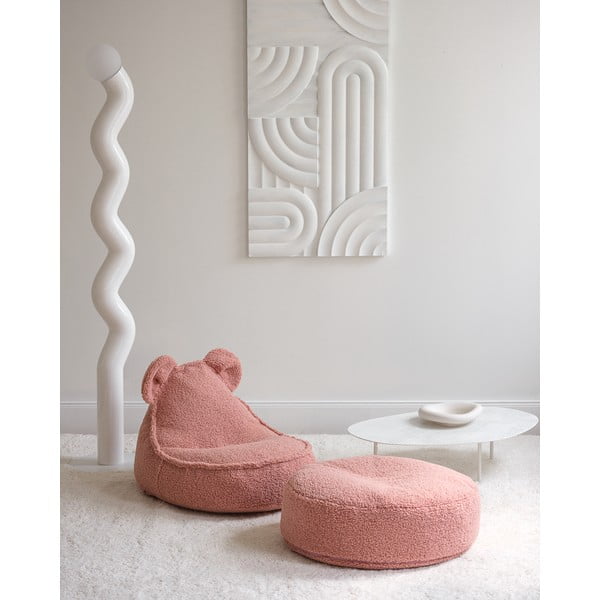 Różowy dziecięcy worek do siedzenia z materiału bouclé Bear – Wigiwama-image-1