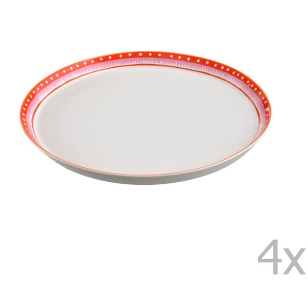 Komplet 4 talerzy porcelanowych na pizzę Oilily 31 cm, czerwony