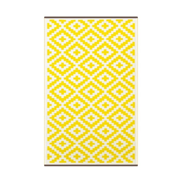 Żółto-biały dwustronny dywan odpowiedni na zewnątrz Green Decore Panaca, 120x180 cm