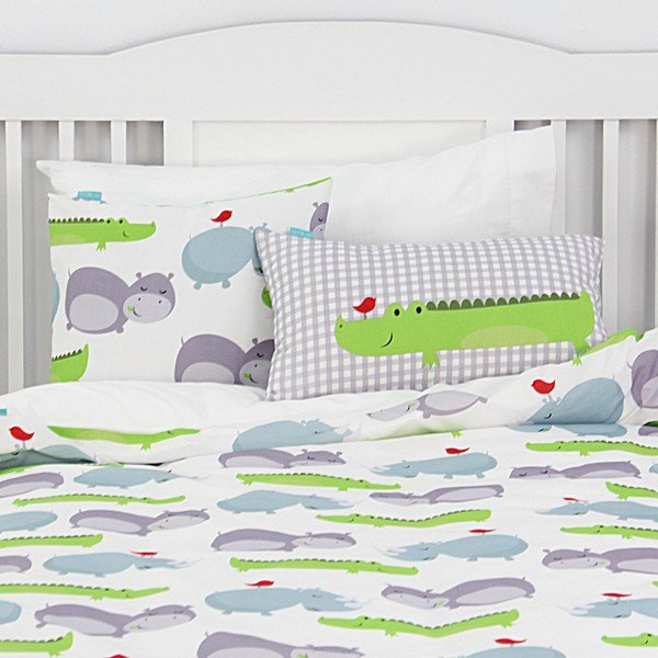 Dziecięca pościel bawełniana z poszewką na poduszkę Mr. Fox Hippo 140x200 cm-image-3
