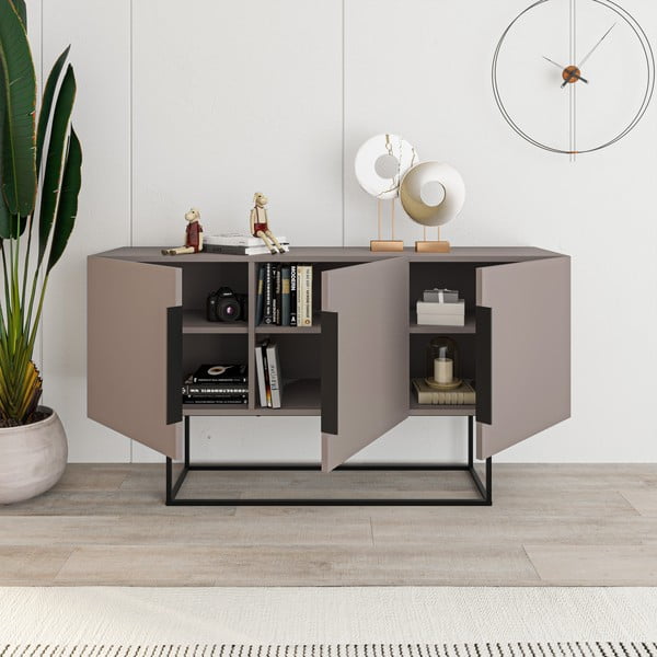 Szarobeżowa niska komoda 150x80 cm Titan – Marckeric-image-4