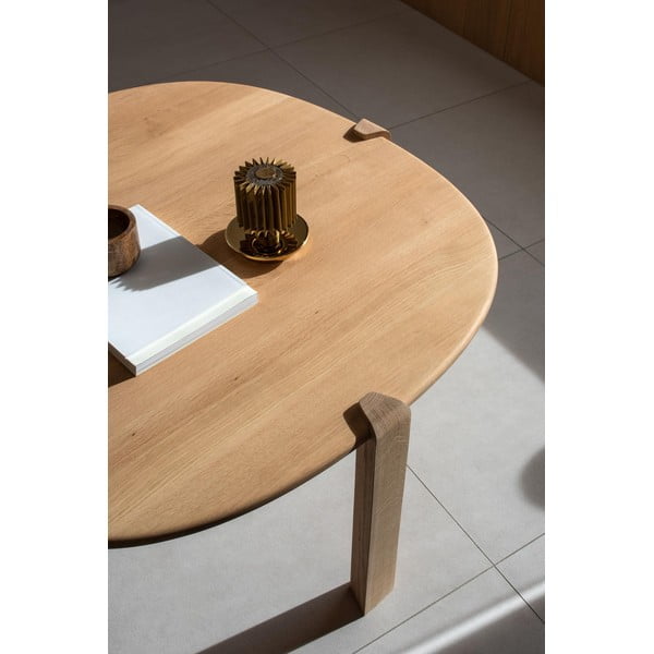 Okrągły stolik z litego drewna dębowego w naturalnym kolorze ø 100 cm Kulin – Gazzda-image-1