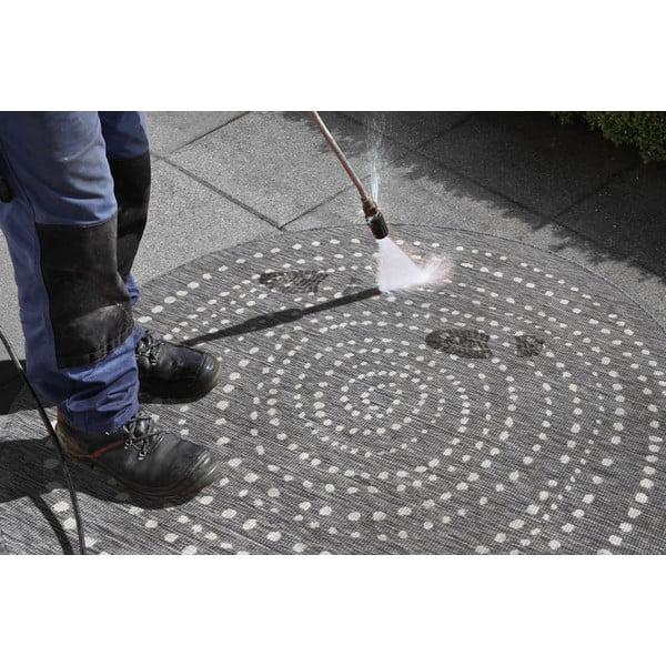 Szary okrągły dywan dwustronny odpowiedni na zewnątrz NORTHRUGS Bali, ⌀ 200 cm-image-1